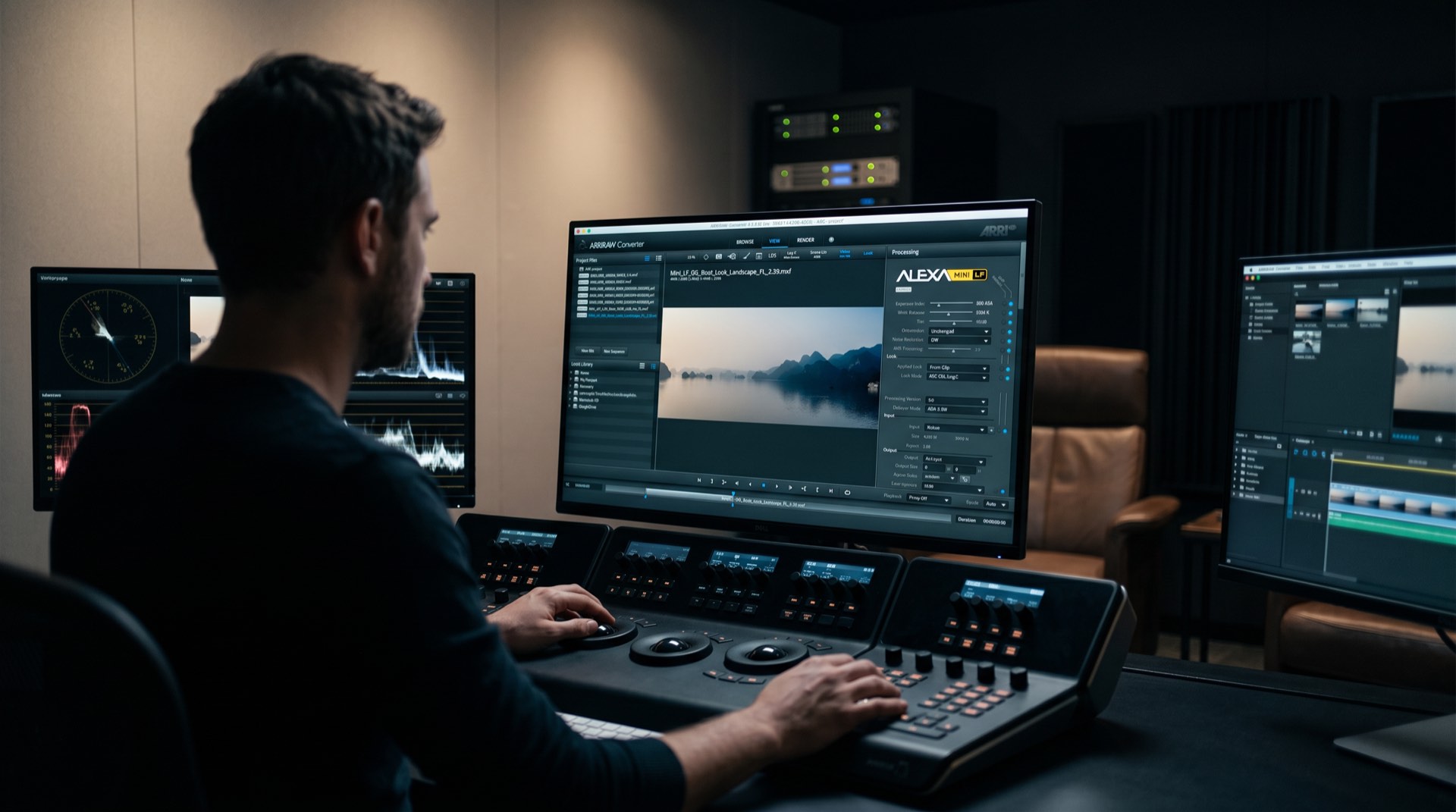 Postproduktionsstudio mit ARRIRAW Converter und Color-Grading-Arbeitsplatz